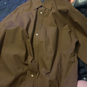 Stafford Essentials Tan Button-Up Shirt